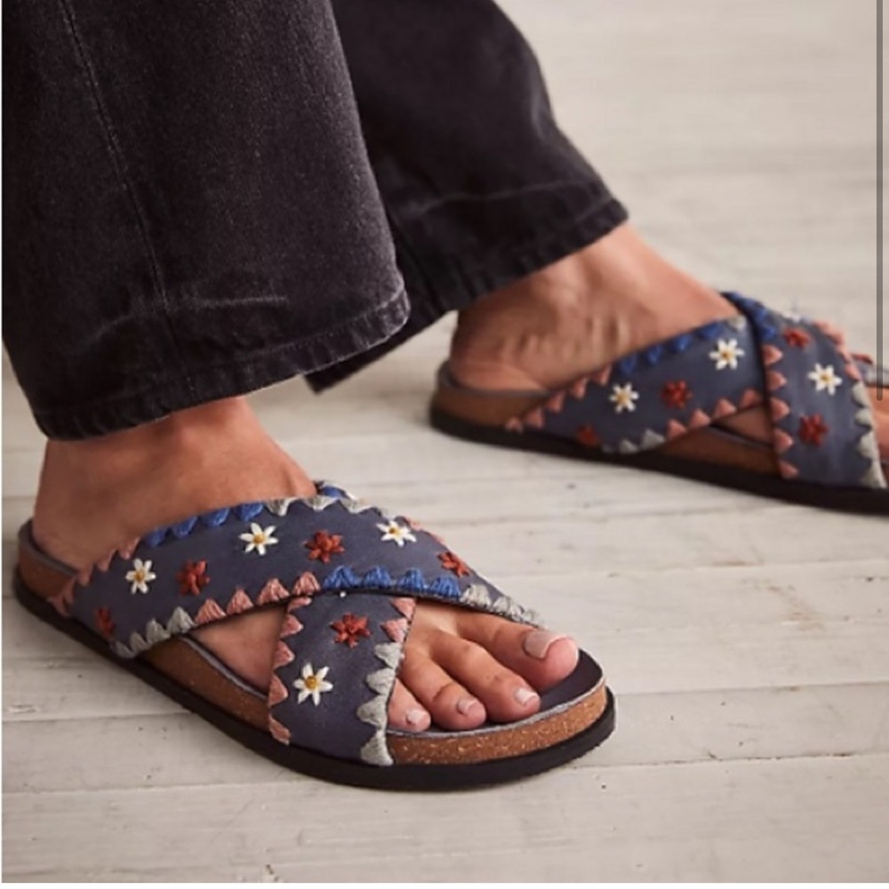 Free People Wildflowers Embroidered Sandals